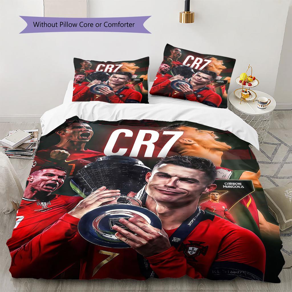 Cristiano Ronaldo Pattern Bedding,Quilt Set Quilt Cover Pillowcase Home Birthday Gift(1 * duvet cover + 2 * pillowcase, without core)