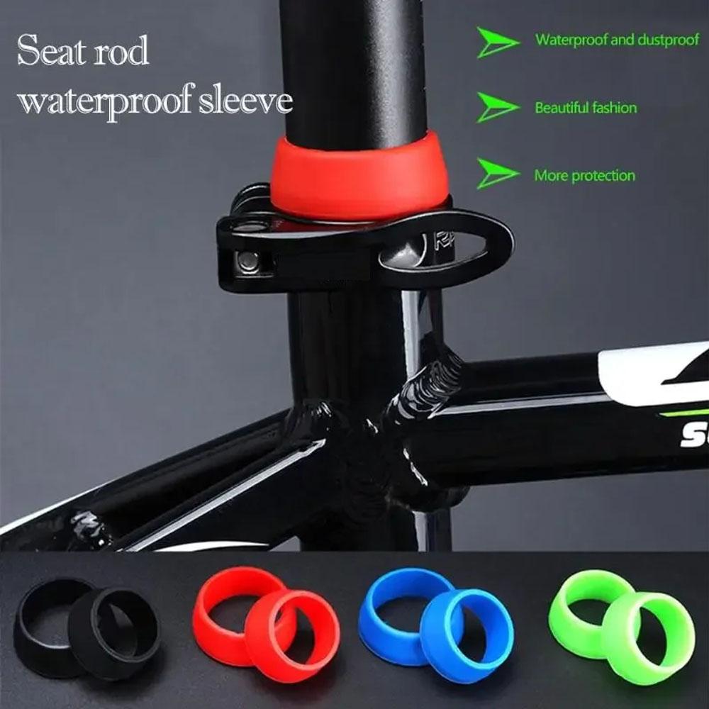 Bike Seatpost Dust Cover Weatherproof Silicone Ring Protector Anti-Rust Protective Sleeve for Bicycle Seat Clamp Post Tube Water