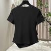 Women's Irregular V-Neck Pleated T-Shirt
