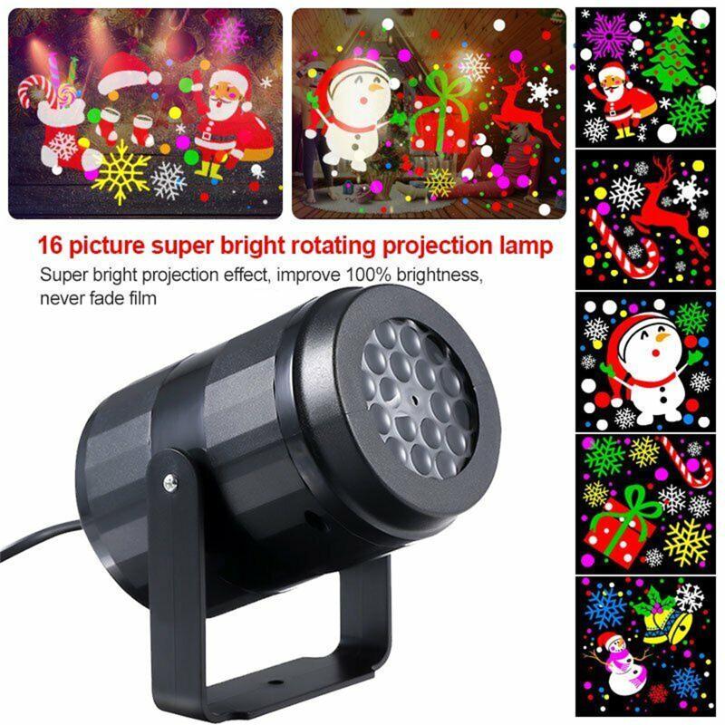 16 Pattern Motion Christmas Landscape Light Projector Led Spotlight Waterproof Rotational Projection