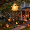 Pumpkin Bat Yard Art Halloween Luminous Ghost Wind Chime, Glow-in-The-Dark Hanging Ornament with Night Glowing Spider Charms, Rustproof Metal Outdoor