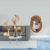 European Reindeer Sculpture Collectable Craft with Ornate Resin Photo Frame Decorative Tabletop