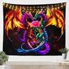 Chinese Dragon Tapestry, Black Dragon with Red Peony and Butterfly Print Wall Hanging for Bedroom, Living Room Decor