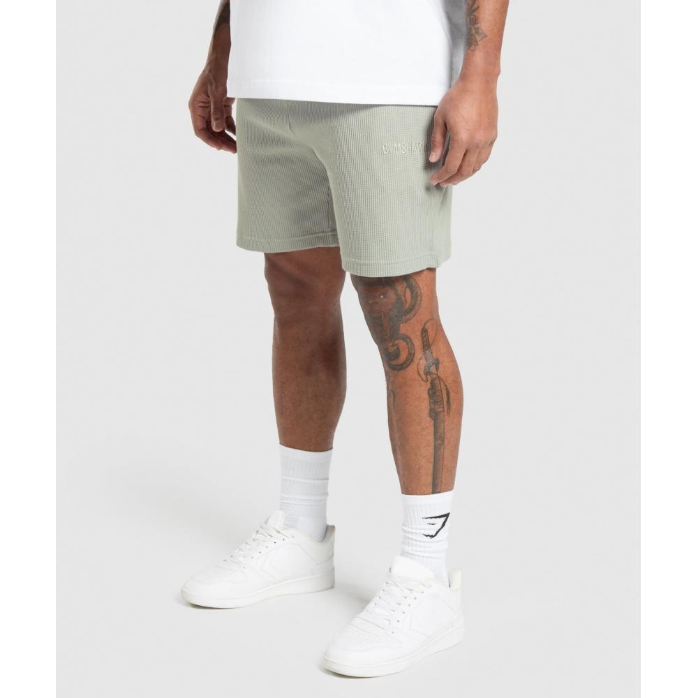 Gymshark Waffle Shorts Stone Grey A1b4t Gdhx