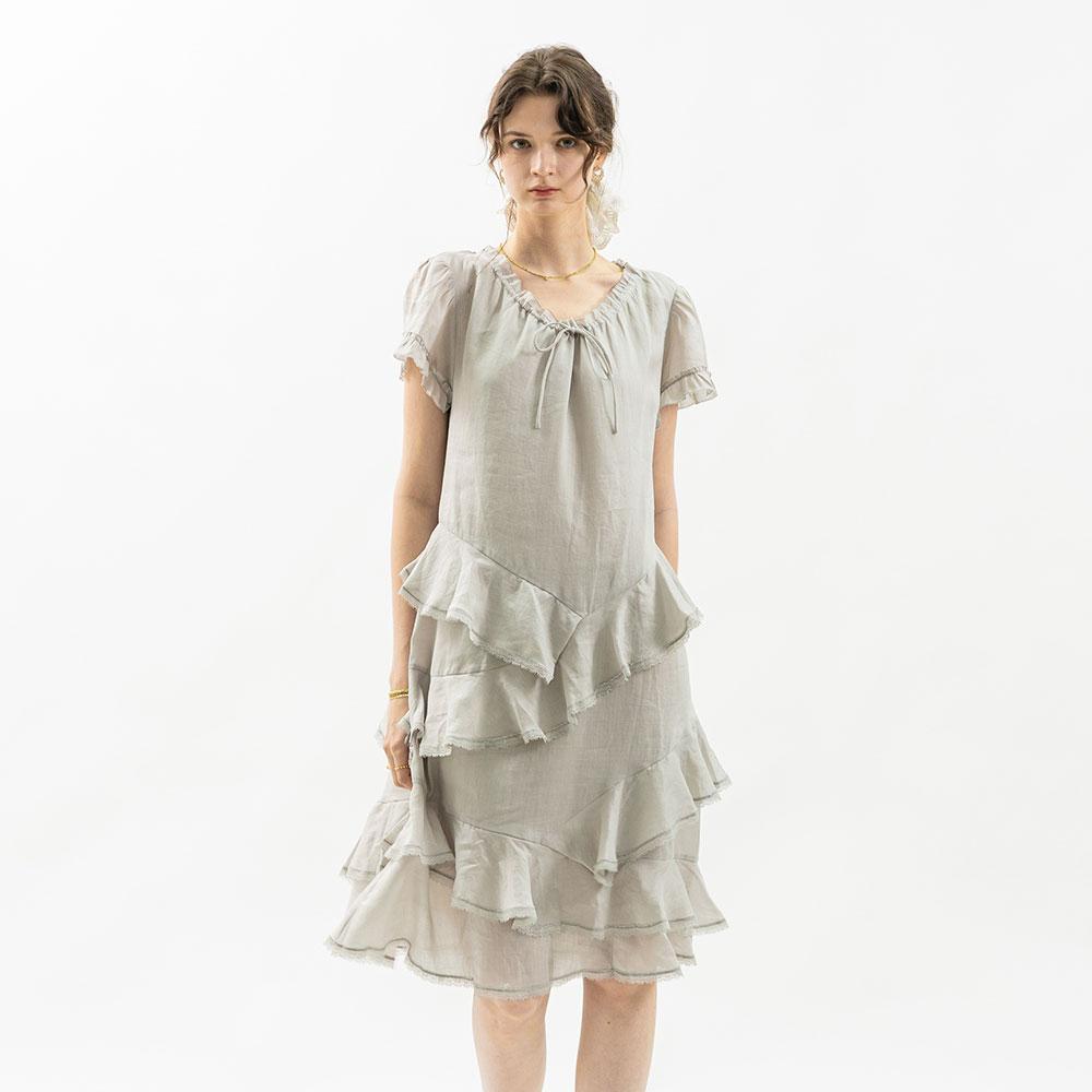 WEDNESDAY DELIGHT Wd_Layered Ruffle Ribbon Dress_2Color