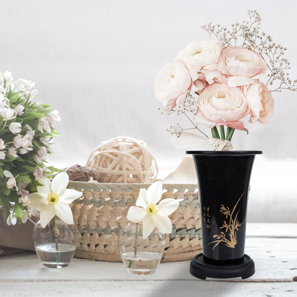 Tall Round Black Planters Plastic Flower Pot Resin Tray Indoor Plant Flower Planting Holder Large Planter Decorative