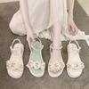 Flower Sandals Female Summer All-match Thick Bottom Korean System Slope with Flat Bottom Roman Shoes
