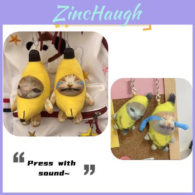 Cute And Soft 20cm Banana Cat Plush Keychain With Sound
