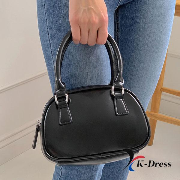Emaille Mini Crossbody Bowling Bag Two-Way Strap Tote Leren Telefoontasje