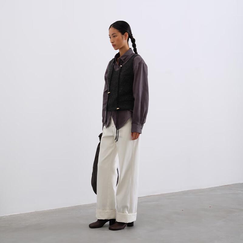 GREEN BELT Women's Merino Wool Blend V-Neck Knit Vest