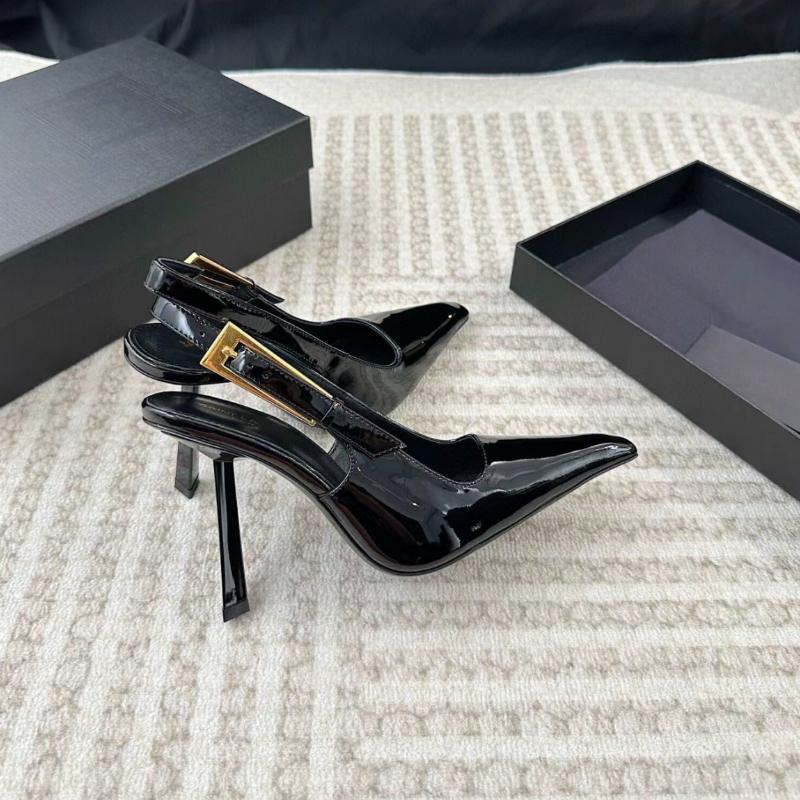 Damen Stiletto Schwarz Spitze High Heels 7CM Temperament Lackleder Fashion Party Sandalen