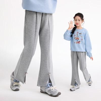 Girls' Bow-Detail Flared Split Hem Sweatpants