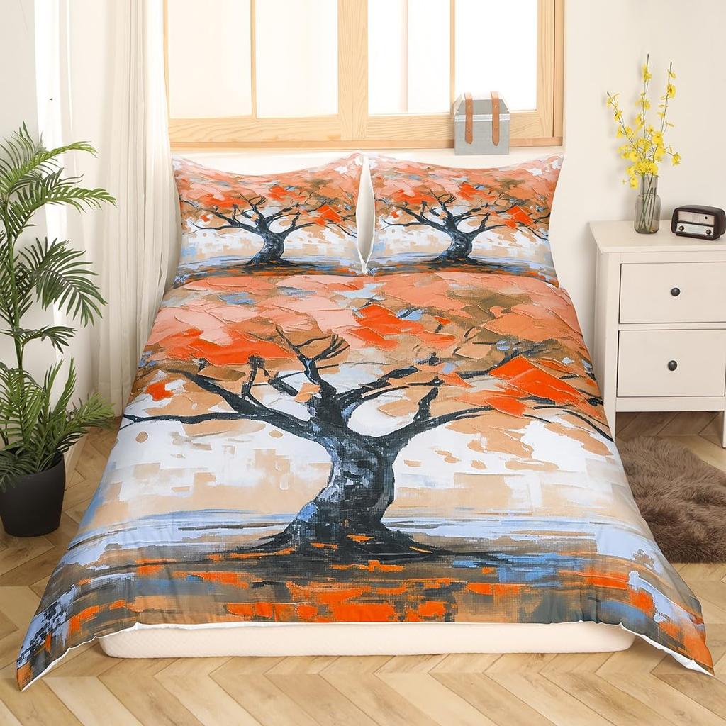 Tree of Life Bedding Set King Size Botanical Bedding Duvet Cover Natural Plant Comforter Cover Colorful Polyester Quilt Cover
