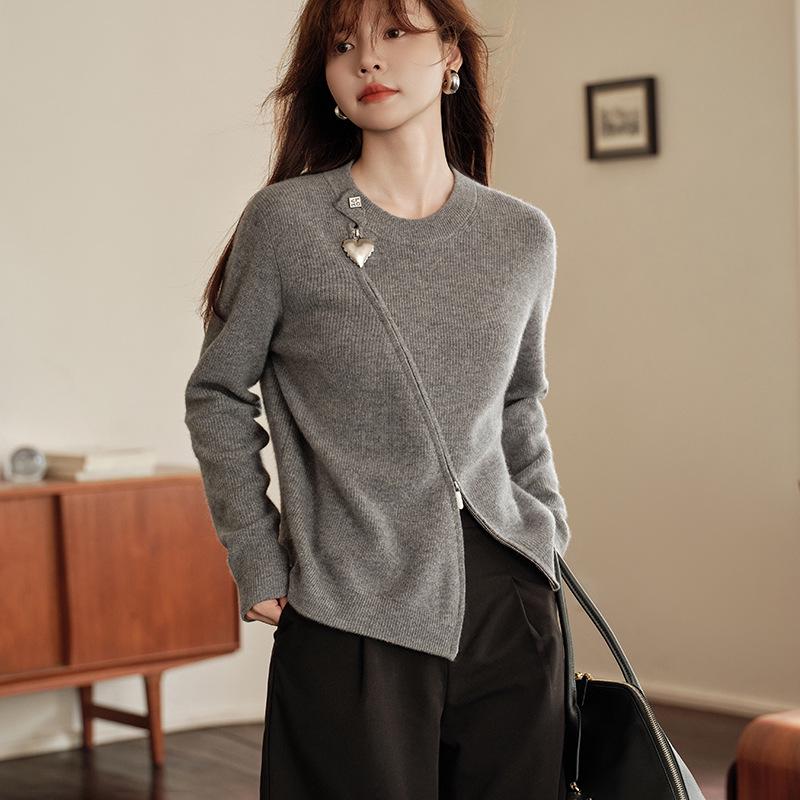 

Женский кардиган из чистого кашемира Ejia 2024 с молнией в виде сердца Large