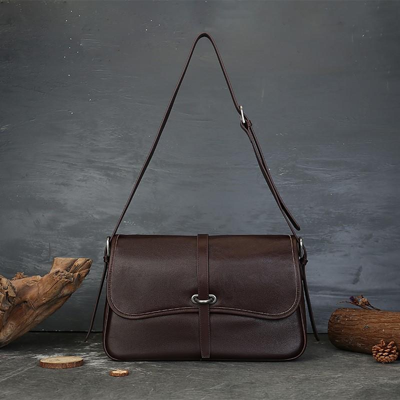 Johnature Genuine Leather Women's Bag Retro Soft Cowhide Messenger Bag Commuting Large Capacity Shoulder Bags