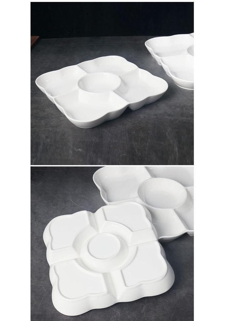 Ceramic Five-Compartment Fruit Platter for Household or Commercial Use