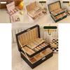 Classic Leather Jewelry Box With Multiple Layers For Elegant Storage Of Earrings Rings And Necklaces