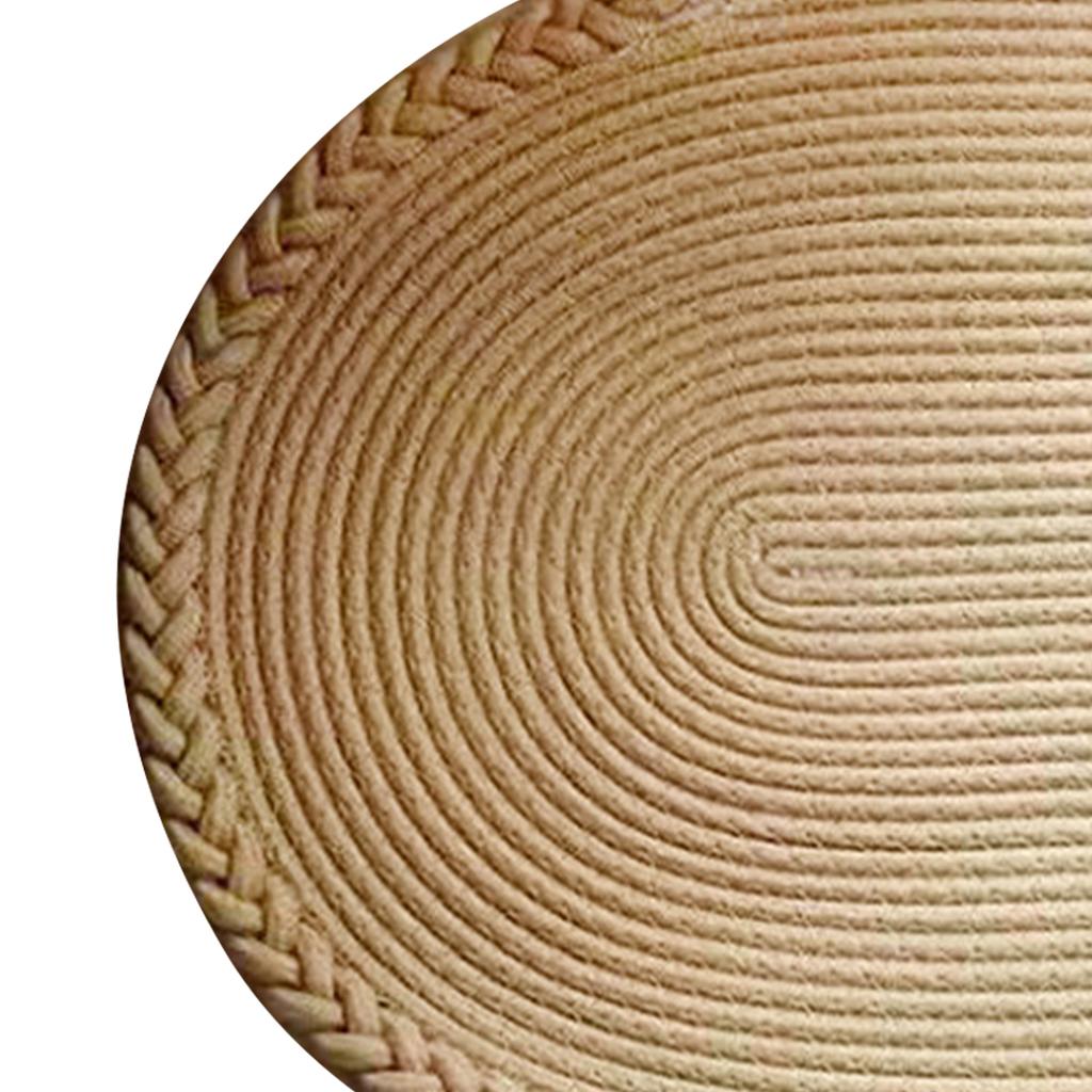 Bedroom Carpet Hand Woven Bedside Rug Study Living Room Oval Carpet Pure Color Floor Mat Beige