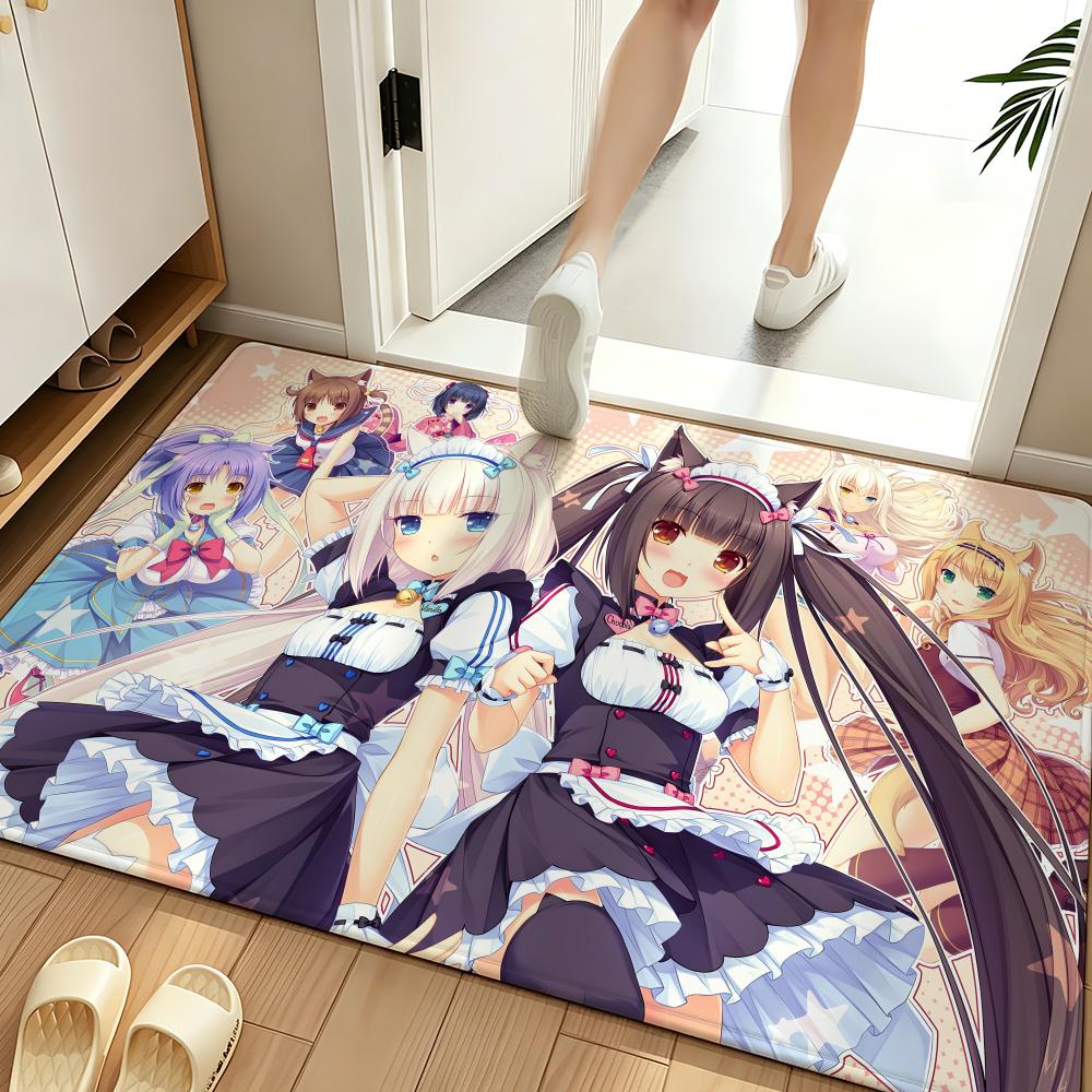 Game N-Nekopara Floor Mat Soft Flannel Entrance Door Mat Non Slip Absorbent Bathroom Bedroom Floor Rug