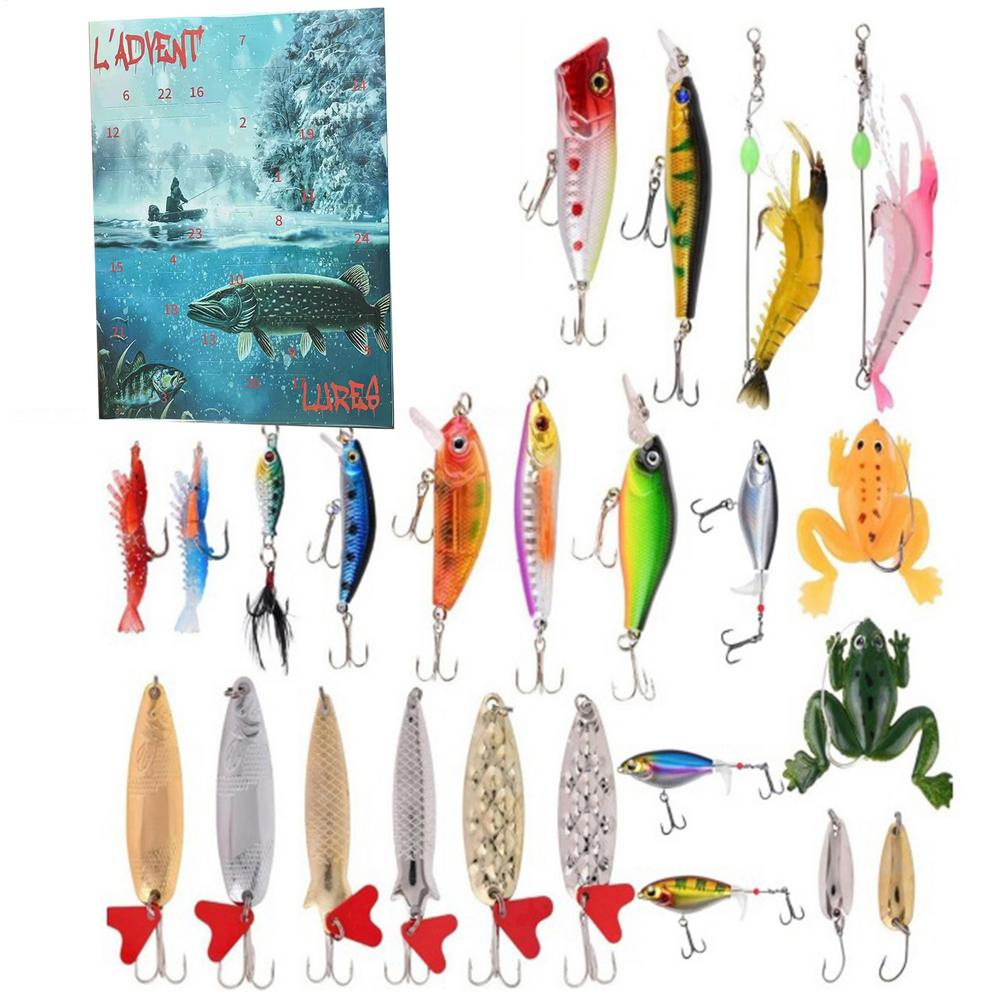 

2025 Christmas Countdown Fishing Lure Calendar 24 Grid Fishing Lure Calendar Christmas Countdown Arrival Calendar Christmas Gift M