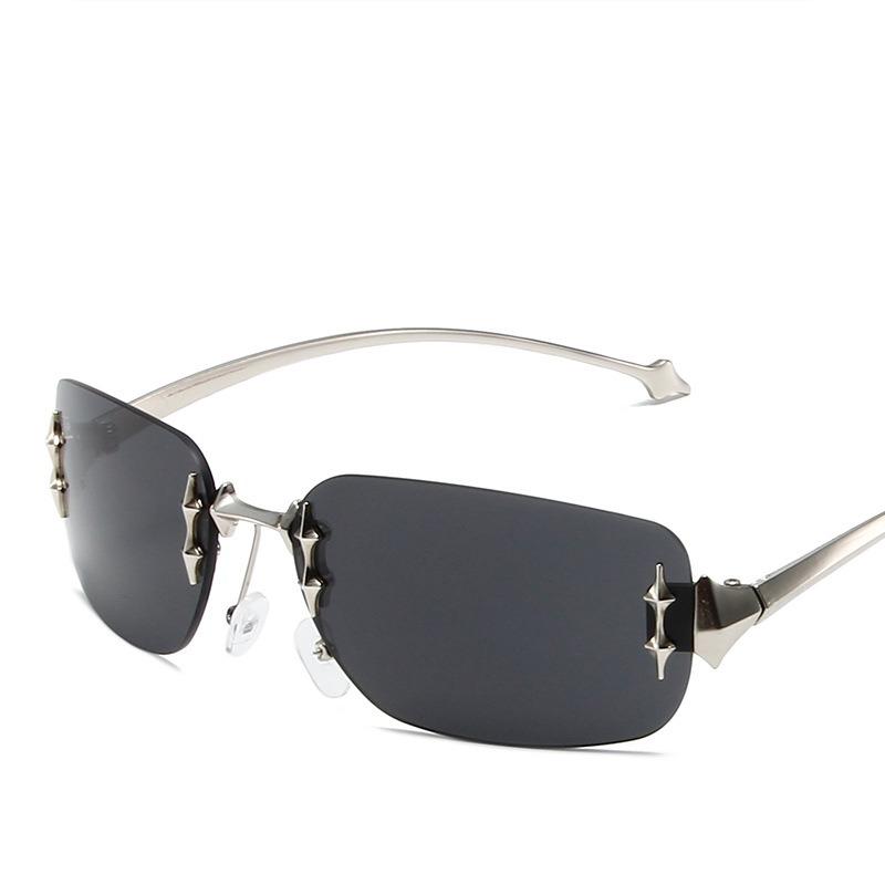 Nicht polarisierte Damen-Sonnenbrille, modische randlose rechteckige Sonnenbrille für Damen, luxuriöses Design, trendige rahmenlose Sonnenbrille für Damen