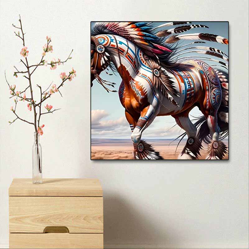 New Arrival 5D DIY Full Circle Diamond Painting "Ethnic Horse Decoration" Embroidery Cross Stitch Home Decor Gift