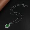 925 Sterling Silver Temperament Retro Round Green Full Diamond Zircon Necklace Wedding Anniversary Anniversary Party Gift