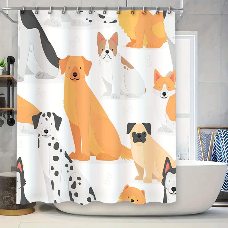 

Decorative Canine Cartoon Bathroom Shower Curtain Dog Lovers Gift Home Decoration Multiple Sizes Available W60H190(CM)-1 Pcs