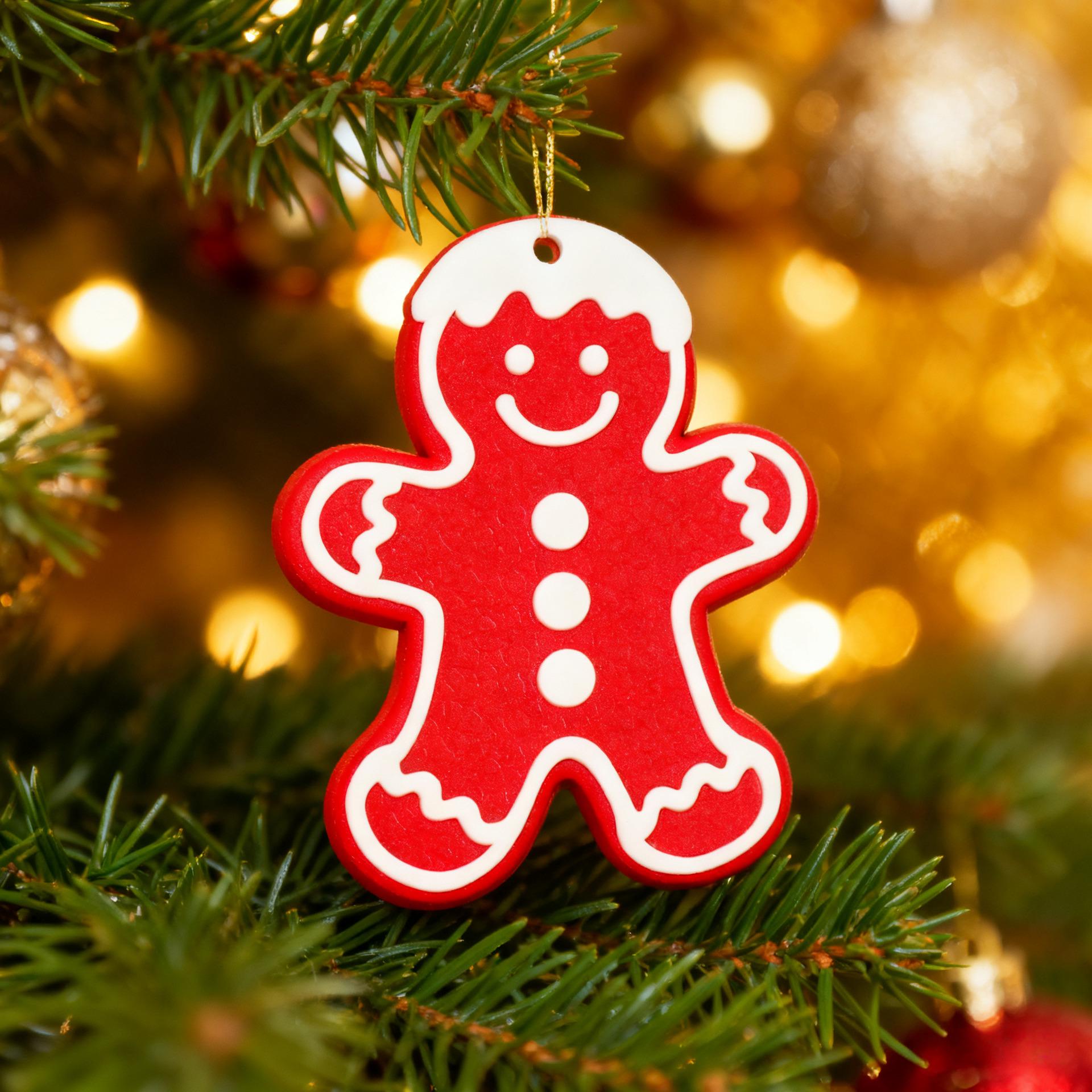 Gingerbread Man PVC Christmas Tree Ornament Set – Multi-color Hanging Decorations