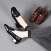 British retro square head leather shoes 2025 new comfortable and versatile single shoes two wear soft leather soft sole thick heel loafers women