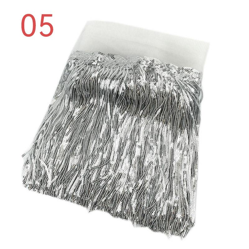 10 Yard 20cm Colorful Sequins Tassel Lace Fabric Fringe Trim Ribbon Latin Dance Performance Dresses Decor Diy Sewing Accessories