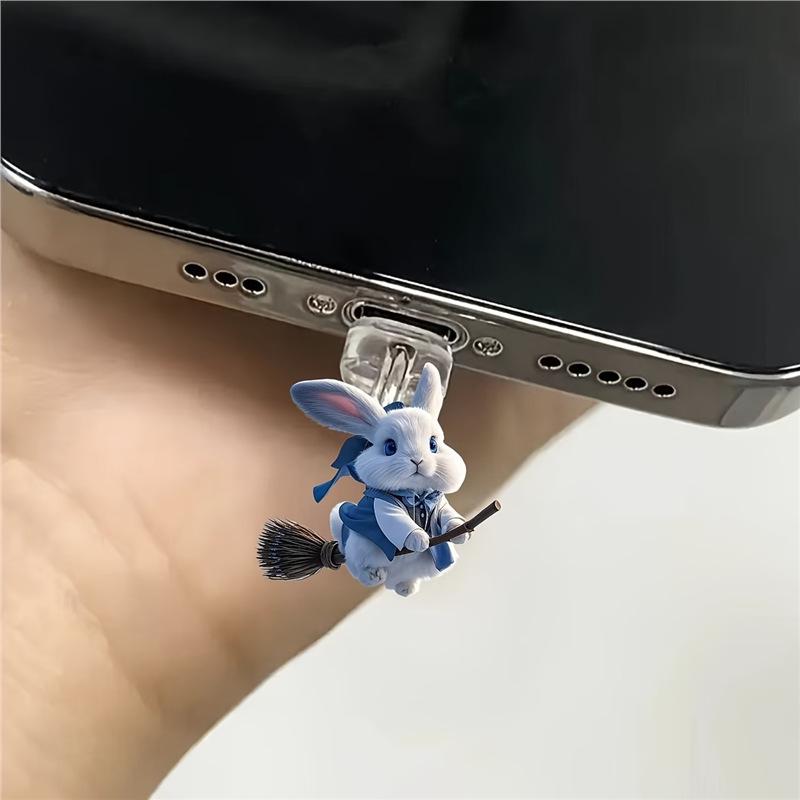 

Acrylic 2D Rabbit on Broom - Compatible with Type-C Android Devices Type-C Oval Charging Port