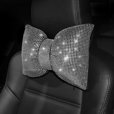 1PC Diamond Crystal Bowknot Polštář na krk do auta Drahokamová automatická opěrka hlavy Opěrka sedadla Polštářky v pase Bling Příslušenství do auta pro ženy