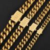 Stainless Steel Bracelet Miami Cuban Plated 14K Gold CNC Men's Jewelry High Polished 14MM Chain Luxury Gift