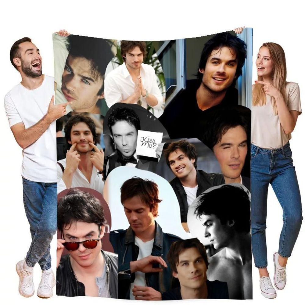 Kolekce přikrývek s koláží Iana Somerhaldera - Víceobrazový měkký flanelový přehoz s ikonickými pózami a styly - Útulná domácí dekorace, Perfektní pro