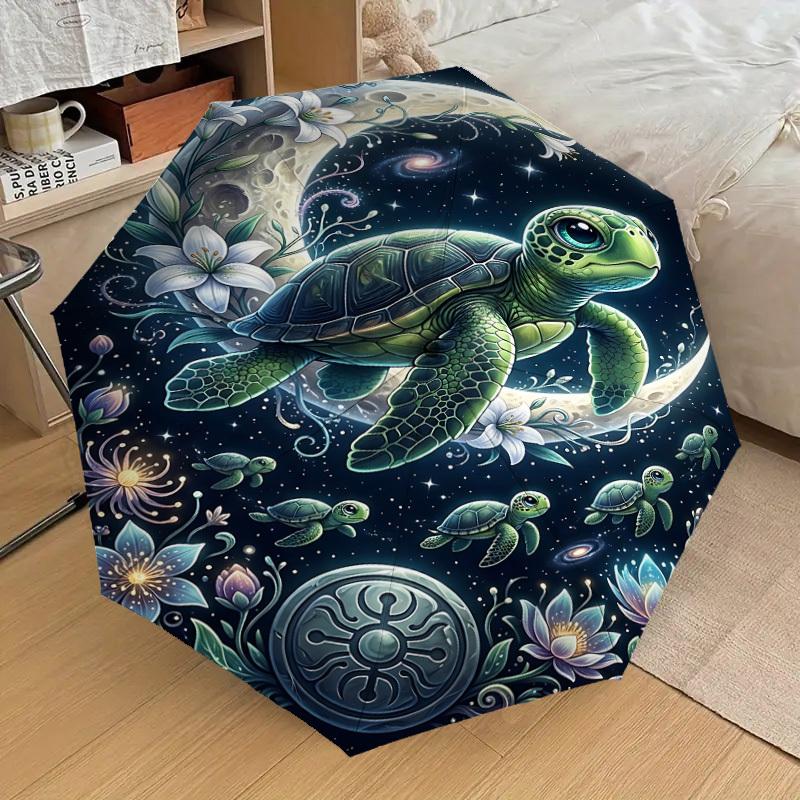 1 Stück Schildkrötenblumen-Regenschirm - 8 Speichen verstärkt, Automatik-Öffnung, Leicht & Langlebig, Modeaccessoire für Draußen, J0412