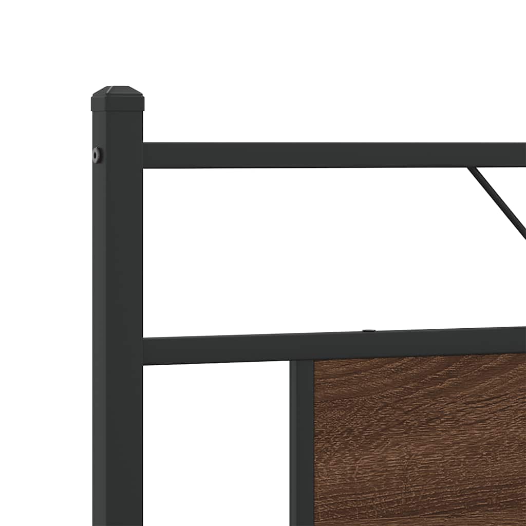 Metal Bed without Mattress Brown Oak Effect 160 x 200 cm