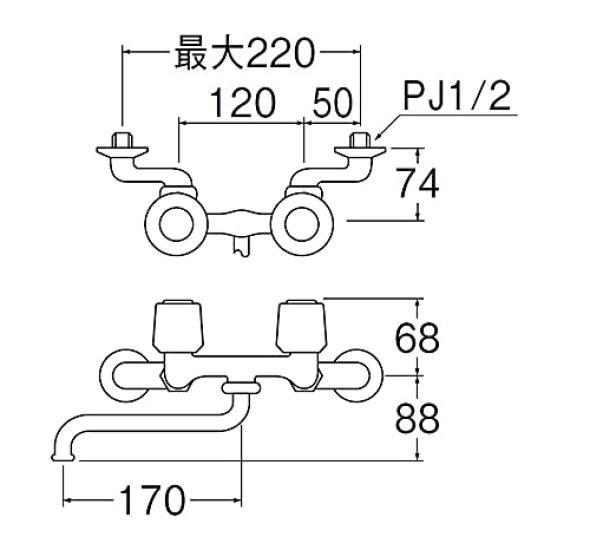 SANEI Mixing Faucet for Suitable for Both General and Cold Two-Valve Kitchen, Wall-Mounted, Climates, K11-W-13