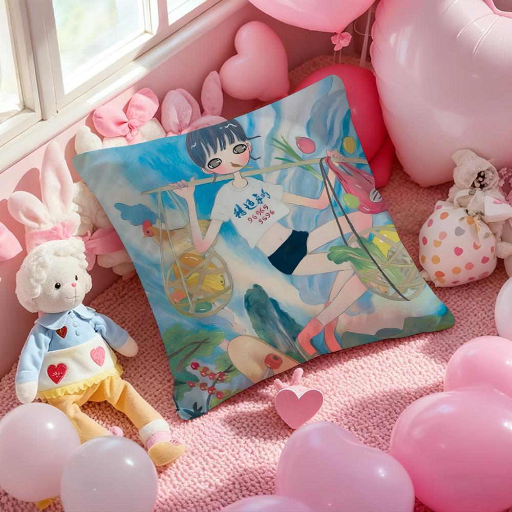 Art Aya Takano Cushion Cover Pattern Printed Pillowcase for Living Room Sofa Cushion Cover & Bedroom Decor