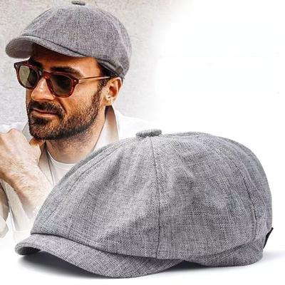 Hat Men's Octagonal Hat Spring and Summer Thin Section Linen Breathable Duck Tongue Hat Men Retro Leisure Beret Painter Hat