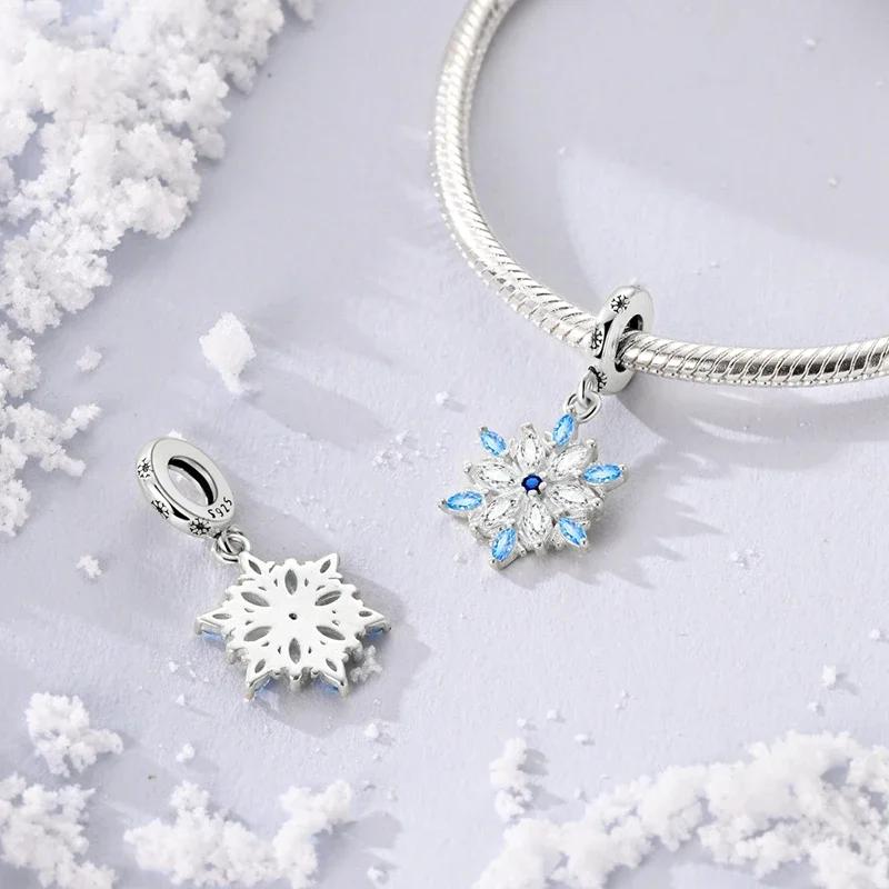 Authentic Original Charm Bead Components Copper Metal Winter Ice Frost Snowflake Beadss Compatible With Plata Bracelets Designed For Women High