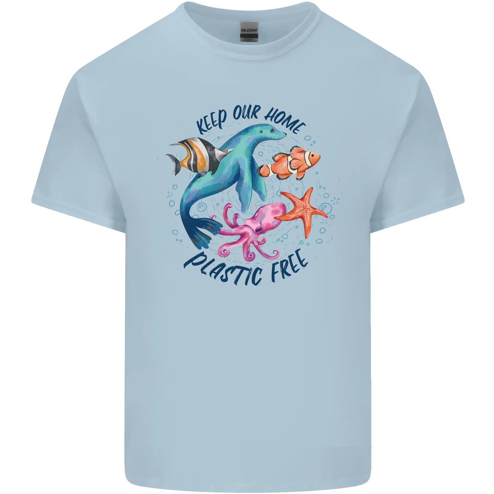 Plastic Free Climate Change Octopus Seal Fish Kids T-Shirt Childrens M