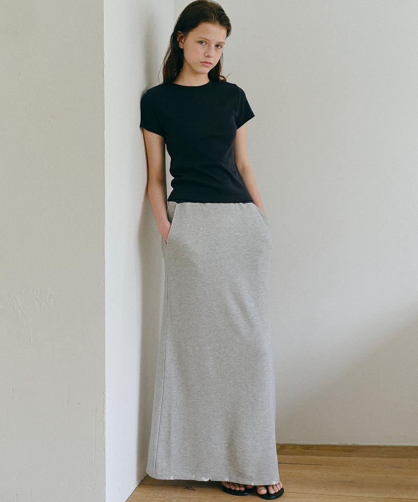 Annies Coast Waffle Long Skirt (Melange Gray)