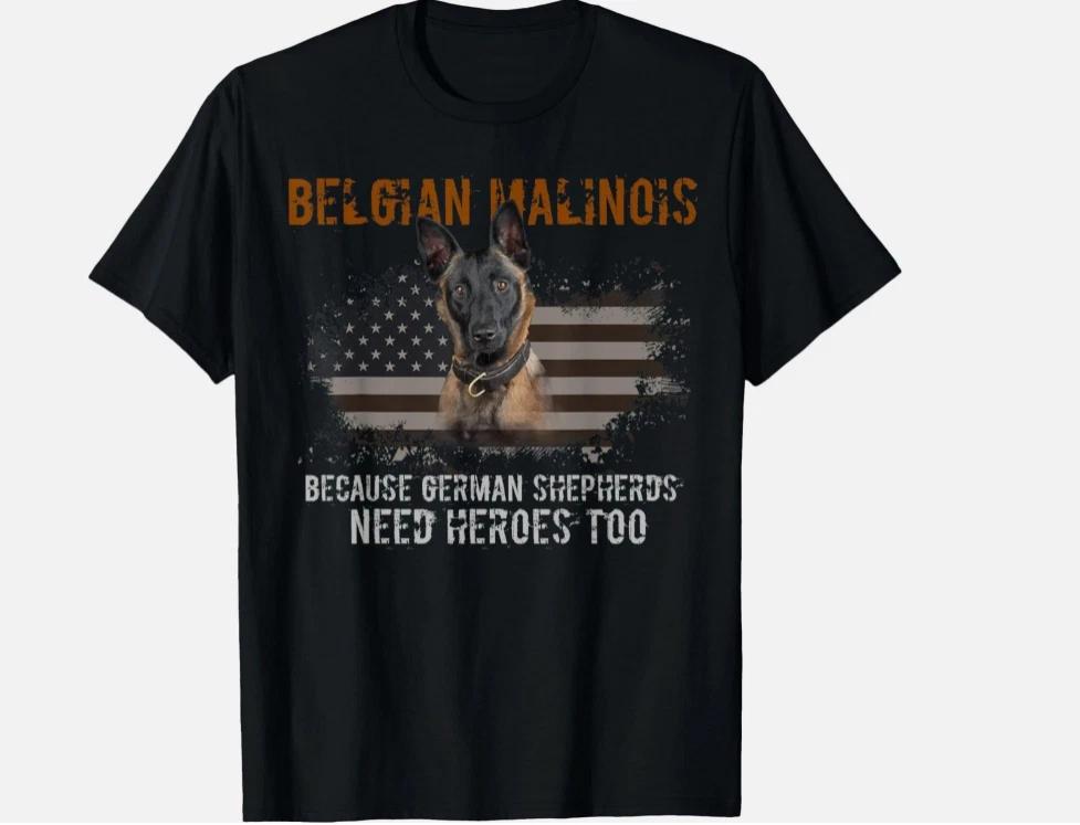 Belgian Malinois American Flag Funny T-Shirt Dog Gift Tee Gift Unisex T-Shirt 3XL