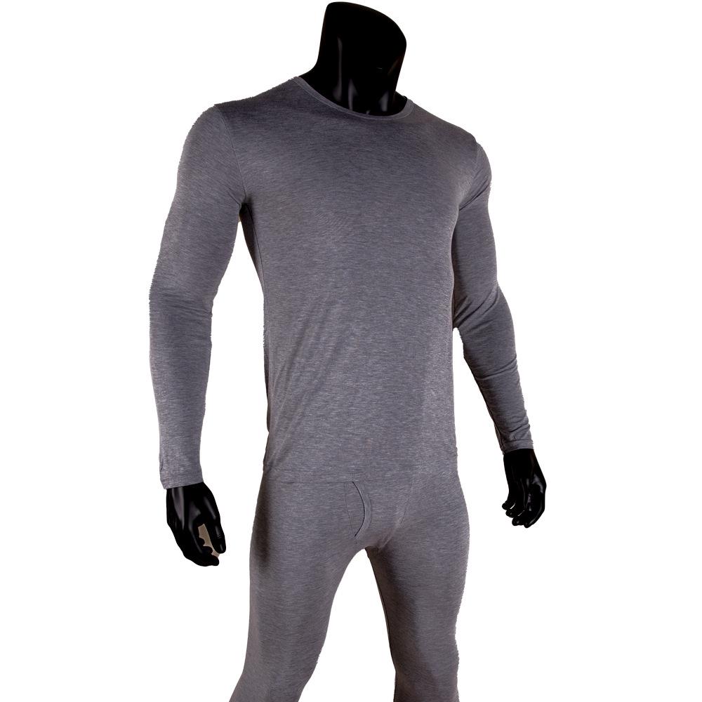 Men's Modal Cotton Long Sleeve Thermal Underwear Set - Lightweight Round Neck Base Layer for Autumn & Winter