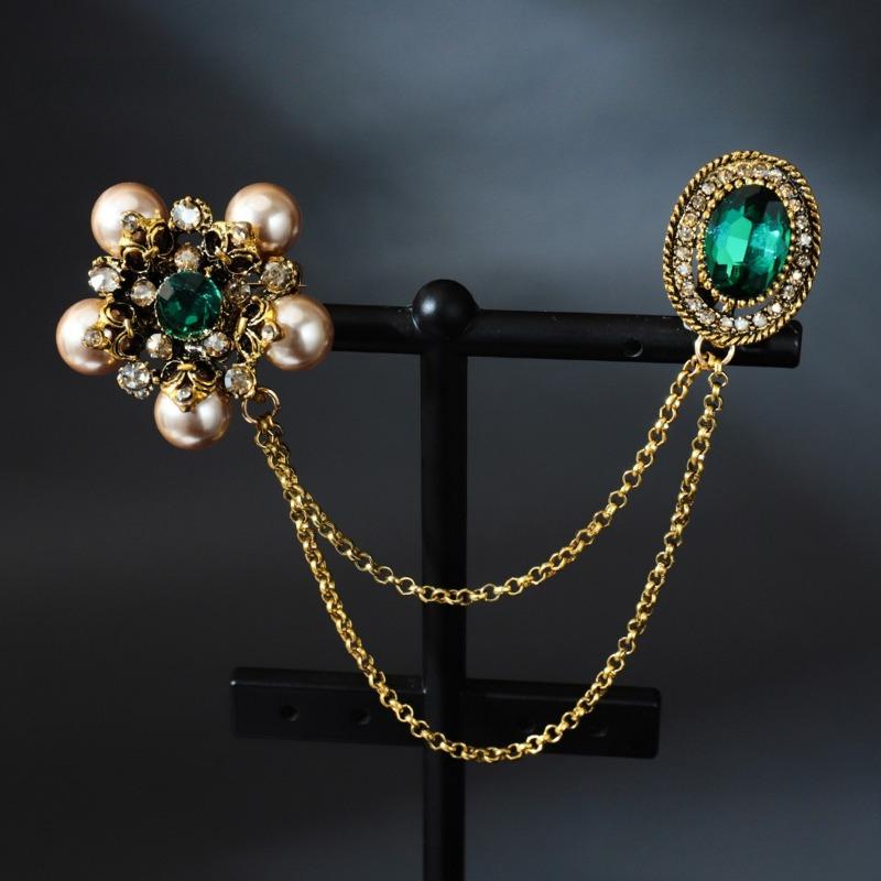 1 buc Lanț Metalic Auriu Dublu Strat, Broșă Cruce și Stea Pavată cu Strasuri, Detașabilă, Decor la Modă Pentru Purtare Zilnică, Casual