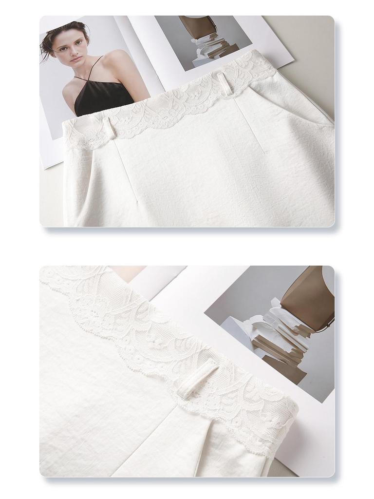 Women's White High-Waisted Midi Skirt - Versatile Summer 2025 Fashion