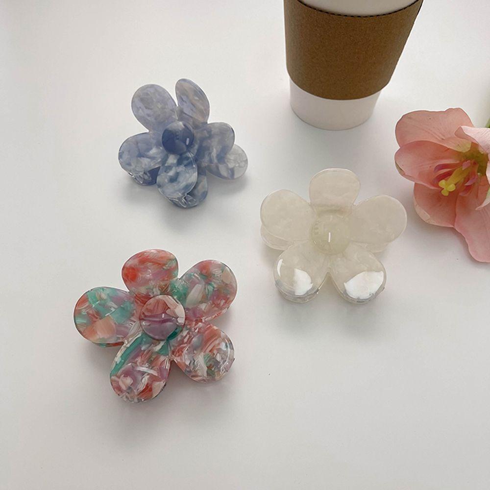 

Flower Hair Clasp For Girls Acetate Ponytail Holder Women Hair Claws Hairgrip Korean Shark Clip разноцветный