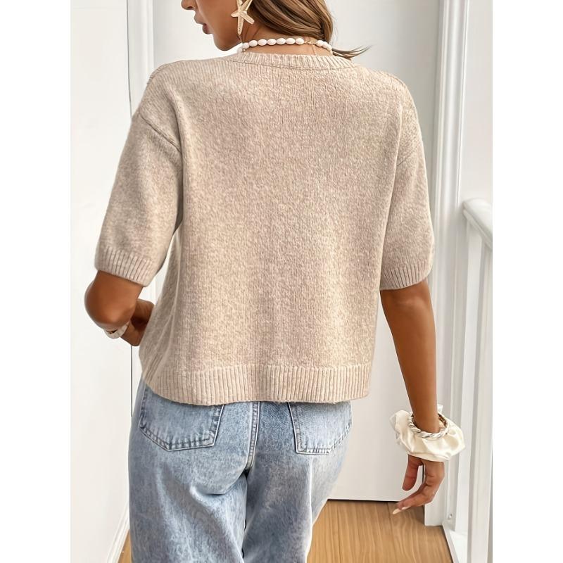 Women S Casual Short Sleeve Tie Front Knit Cardigan