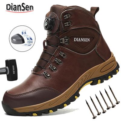 Herren High Top Stahlkappe Arbeitsstiefel Durchstichsicher Rutschfest Sicherheitsstiefel Mit Drehknopf Robuste Gummisohle Industrieschuh